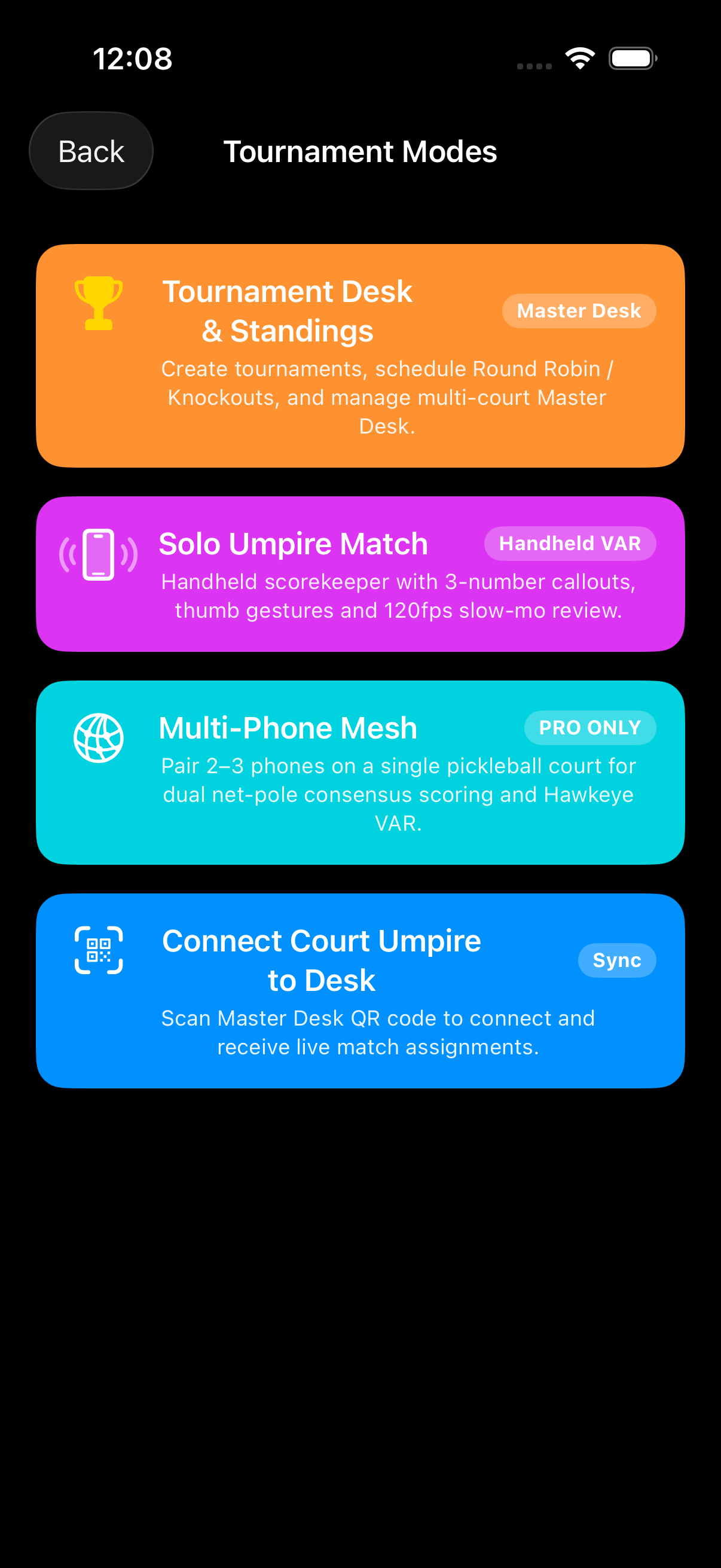 Tournament Officiating Modes