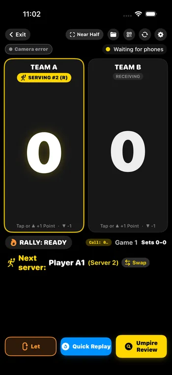 Kitchen Vision: the pickleball scoreboard at the opening serve